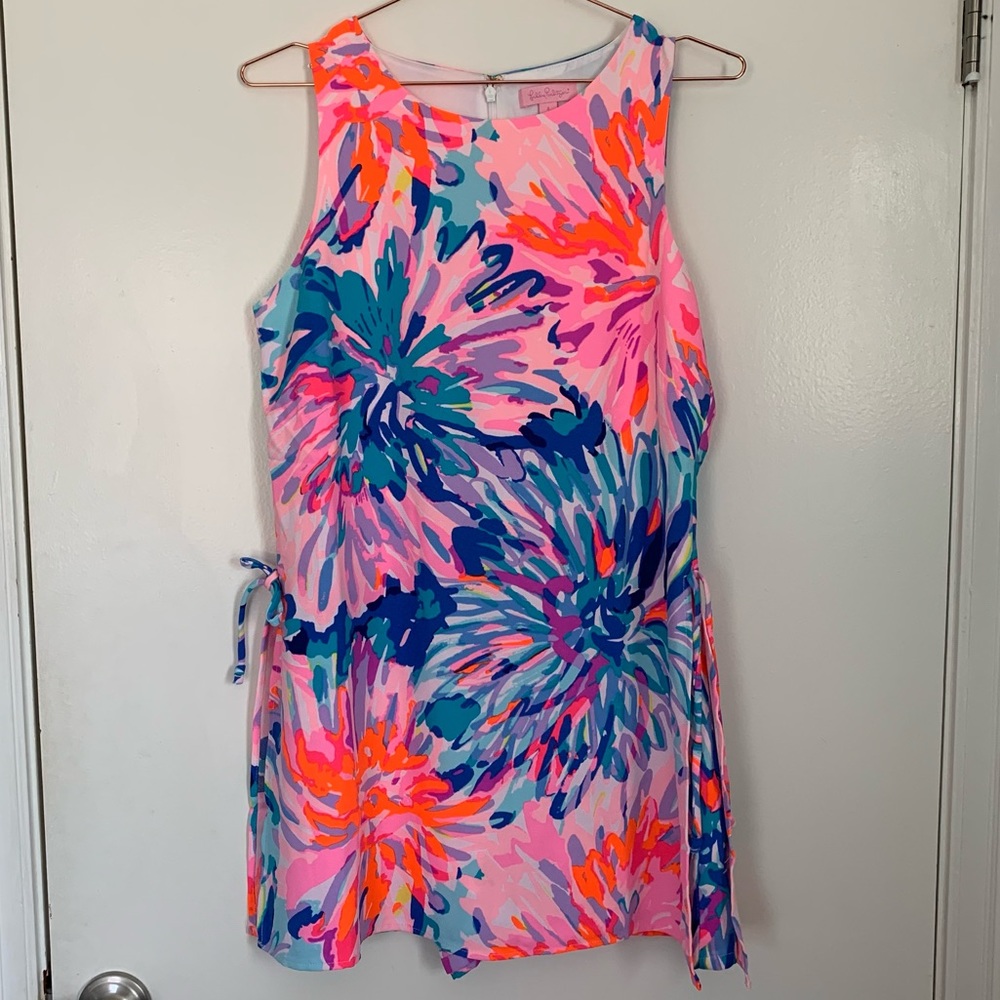 Lilly Pulitzer Bright Floral Sleeveless Pink Blue Orange Romper